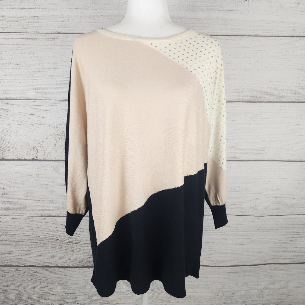 Northern Angel Chic Color Block Sweater with Studded Detail